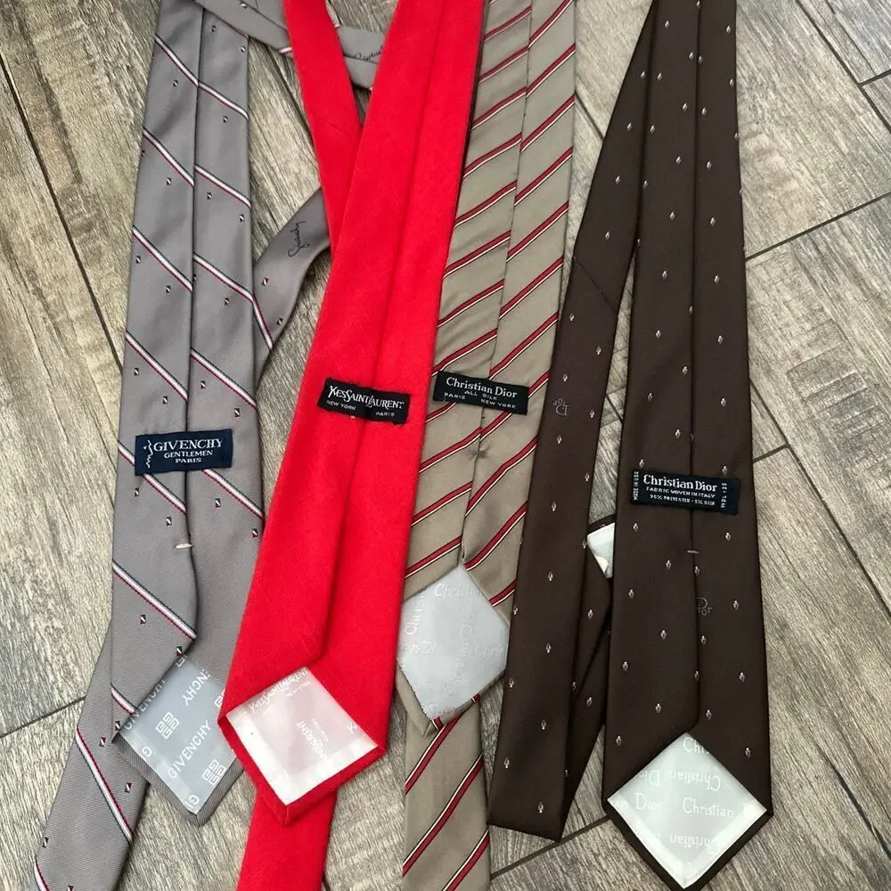 Designer Tie Lot of 4 Givenchy, Christian Dior, Yves Saint Laurent & More